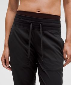 Easy, Comfortable, And Never Clingy, These Pants Are In Our After-Practice Hall Of Fame. Designed For Casual. Classic Fit Is An Easy Fit That Floats Away From Your Body:34.5" Inseam, Intended To Sit Below The Ankle For Heights Of 59" And Above. Waistband Drawcord Helps You Customize The Fit. Hand Pockets With Hidden Pocket For Small Items. Hem Drawcords Let You Adjust Your Look. | Dance Studio Mid-Rise Pant Tall Lululemon Pants, Studio Blue, Blackest Night, Hidden Pocket, Tall Women, Dance Studio, Blush Roses, Blue Pants, Womens Sweatpants