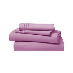 the sheets are folded and ready to be used in this bedding set with purple sheets