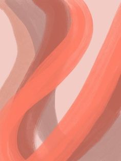 an orange and pink abstract painting with wavy lines on the bottom half of the image