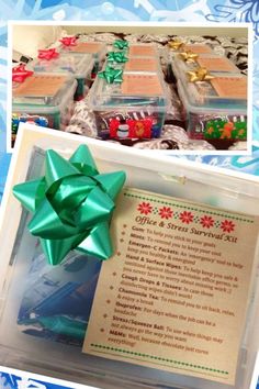 an image of christmas treats in boxes with ribbons and bows on the top one is for someone who wants to give them