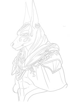 a drawing of an egyptian dog wearing a headdress