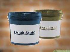 two buckets with the words brick stain on them