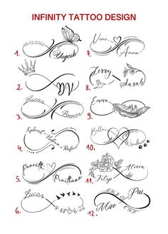 the different types of tattoo designs and their meanings are shown in black ink on white paper