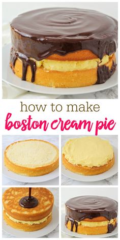 how to make boston cream pie with chocolate frosting on the top and bottom layer