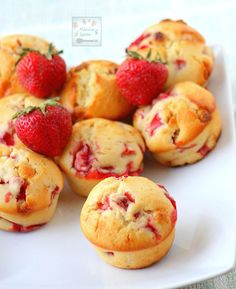 strawberry and white chocolate muffins on a plate