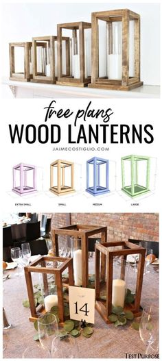 the instructions for how to make wooden lanterns with candles and numbers on them are shown