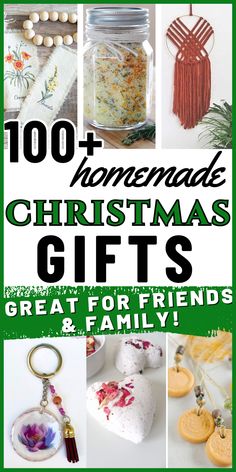 the cover of 100 homemade christmas gifts great for friends and family, with pictures of ornaments