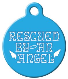 a blue pet tag that says, rescue by air angel