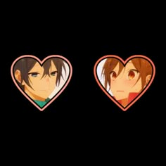 two anime characters with heart shaped frames