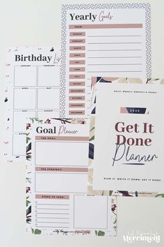 printable planner pages with the words get it done planner on top of each page