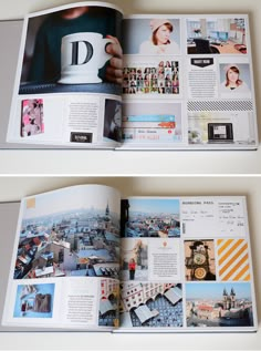 an open magazine with photos and text on it