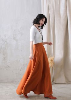 "You'll feel ultra chic and modern wearing the A Line skirt throughout the year, the long skirt will be a prefect on for your summer autumn. DETAIL * More colors available https://etsy.me/3ifY3Py * 100% pure linen * Two side pockets * Right Hidden Zipper closure * Back elastic waistband * Maxi linen skirt, long linen skirt, Plus size Skirt * Ankle length effect * Perfect for Summer, spring and Autumn * Machine Washable in Warm/Cold Water/Do not bleach /Mid-iron /Hang Dry *The model is 170 cm (5′ Long Linen Skirt, Midi Skirt With Pockets, Pleated Long Skirt, Yellow Skirt, Spring Skirts, Wool Clothing, Long Maxi Skirts, Full Circle Skirts, Linen Skirt