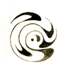 a black and white drawing of a spiral design on a sheet of paper with the letter s in it