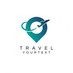 the logo for travel your text is shown in blue and green colors, with an arrow pointing