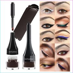 PRICES MAY VARY. 【2-IN-1 GEL EYELINER SET】- This 2-in-1 gel eyeliner comes with a soft and slim gel eye-liner brush that is compact and easy to carry. And there are ten colors to choose from, non-multicolor suits, you can choose your favorite color, they can enlarge your eyes and create mysterious and sexy eye makeup. 【SKIN-FRIENDLY TEXTURE】- This brown eyeliner gel has a smooth and delicate texture, giving your skin a soft touch. Strong adhesion, no halo, thick and thin controllable silky water Eyeliner Tool, Tattoo Eyeliner, Almond Eye Makeup, Set Tattoo, Eyeliner Application, Powdered Eyeliner, Smudge Proof Eyeliner, Eyeliner Set, Cream Eyeliner