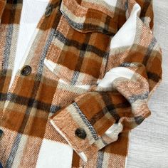 Experience ultimate comfort and style with our Wool Blend Plaid Button Up Shacket. This oversized shacket combines the warmth of wool with the comfort of a shirt, making it perfect for any chilly day. Oversized Shacket, Shirt Making, Flannel Jacket, Graphic Tops, Romper With Skirt, Dress Accessories, Denim Pants, Set Dress, Sweater Cardigan