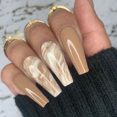 Brown Acrylic Nails, Nude Nail Designs, Long Acrylic Nails Coffin, Acrylic Nails Coffin Short, Neutral Nails, Brown Nails, Nails Coffin, Coffin Nails Designs