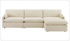 a white couch and ottoman on a white background