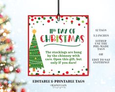 12 Days of Christmas Gift Tags, Editable Printable Cards, Square, Elf, Secret Santa Gift Exchange Office Co-worker ----------------------------------------------------------------------- This is a listing for a file you can edit yourself online using your mobile device, laptop, or desktop computer. No special software or fonts are needed. Once edited, you can download and print at home or at your favorite print center. -------------------------------------------------------------------- *DEMO* Demo this file now: https://www.corjl.com/d/1J7H0I ----------------------------------------------------------------------- *HOW TO ORDER* Ordering is EASY as 1 - 2 - 3! 1. Add this item to your cart or click "buy now." 2. Complete payment/checkout process. 3. Click the link in the email you receive f 11th Day Of Christmas, Tags For Gifts, Secret Santa Gift Exchange, Editable Gift Tags, Print Center, Presents Christmas, Holiday Tags, Printable Christmas Cards, Christmas Printable