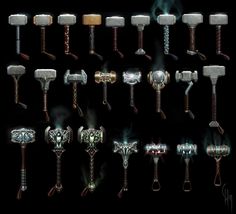 an assortment of different types of hammers