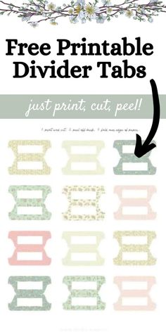 free printable divider tabs with the text, just print cut pell