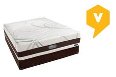 an image of a mattress with the word v on it and a speech bubble above it