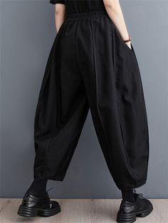 Description Product ID: BT2051383 Material: Cotton, Linen Pattern: Solid Season: Summer Style: Fashion, Casual Occasion: Street, Party, Fashion Show Package included 1 * Pants Size Chart (Asian Size): Please allow 1-3 cm measured error. Size Length Waist Hip One Size 92cm | 36.2 in 66cm - 92cm | 26.0'' - 36.2 in 150cm | 59.1 in Oversized Black Wide Leg Pants With Pockets, Oversized Wide Leg Harem Pants For Spring, Chic Black Harem Pants With Relaxed Fit, Spring Oversized Wide-leg Harem Pants, Black Harem Pants With Elastic Waistband For Spring, Black Wide Leg Pants With Elastic Waistband For Spring, Spring Black Wide Leg Pants With Elastic Waistband, Chic Black Harem Pants For Fall, Spring Oversized Black Bottoms