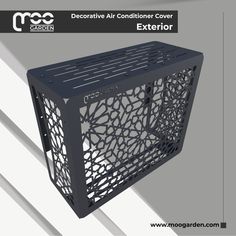 an image of a black birdcage with the words decorative air conditioner cover exterior