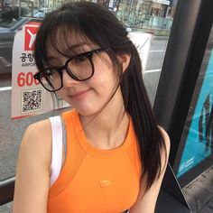 —★ shin eunseo ig icon Shin Eun Soo Icon, Insecure Picture, Cute Aesthetic Keyboard Wallpaper, Korean Icons, Orange Icon, Ig Icon, Girl With Glasses, Orange Icons:), Funny Quotes For Instagram