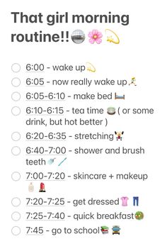 6 Grade Morning Routine, That Girl 6am Morning Routine, Lazy Girl Morning Routine, 5 Am That Girl Morning Routine, That Girl Aesthetic Morning Routine, How To Become A Morning Person, Morning Routine Teenage Girl, Middle School Morning Routine, 6am Morning Routine