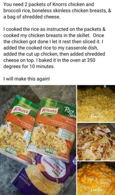 the instructions for how to make chicken and rice casserole