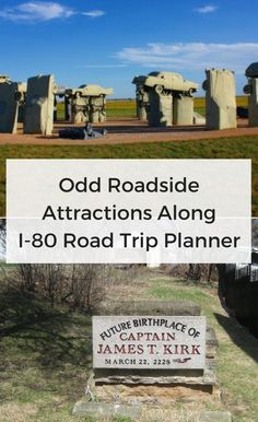 the road sign for old roadside attractions along i - 8 road trip planer