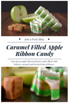 Caramel Filled Apple Ribbon Candy Recipe | Kitten Around the Kitchen Sour Candy Recipe, Candy Ribbon, Food Candy, Homemade Candy, Candy Recipe, Ribbon Candy, Halloween Recipe