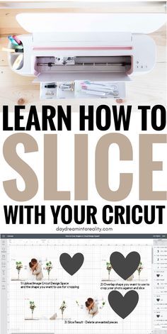 the instructions for how to make a slice with your cricut, including cutting paper and