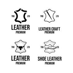 four different types of leather logos