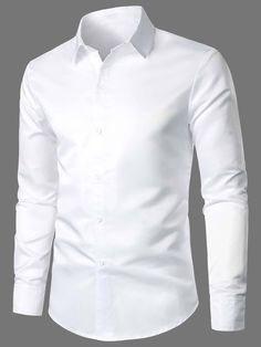 White Long Sleeve Shirt Outfit, Long Sleeve Shirt Outfits, Mens White Dress Shirt, Collar Shirt Men, White Collared Shirt, White Shirt Men, Long Sleeve Button Up Shirt, White Long Sleeve Shirt, Plain Shirts