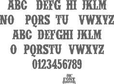 the font and numbers are in black on white paper, which is used to spell out letters