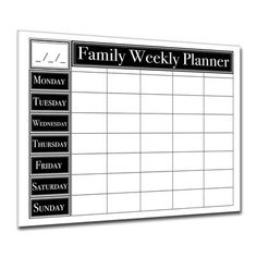 a black and white family weekly planner