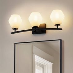 a bathroom vanity light with three lights on it