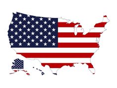 the united states with an american flag on it