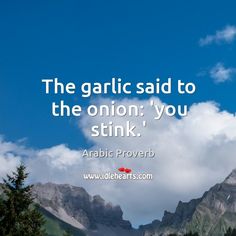 the garlic said to the onion'you stink'arabic proved by an image of mountains