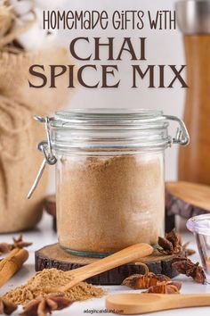 This Homemade Chai Spice Mix is a delicious and easy way to enjoy your favorite chai drinks and treats whenever you like.  Wonderfully aromatic spices like cinnamon, cardamom, and allspice are combined to create a rich, spiced base for drinks and baked goods. It's authentic and relaxing. Plus they make great gifts for family and friends. Chai Spice Recipe, Homemade Chai Spice, Chai Spice Mix, Homemade Chai, Homemade Dry Mixes, Chai Tea Recipe, Tea Latte Recipe, Tea Drink Recipes, Spice Blends Recipes