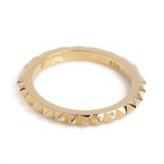 An 18ct Yellow Gold Vermeil ring studded with pyramids representing the armour-like scales of the crocodile. Ideal for stacking. Gold plated sterling silver Gold Ring Stack, Silver Lockets, Pearl Grey, Oxidized Silver, Stacking Ring, Ring Gold, Pearl Ring, Gold Plated Sterling Silver, Stacking Rings