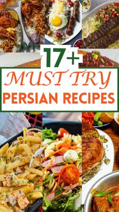 the cover of 17 must try persian recipes, including meats and vegetables with text overlay