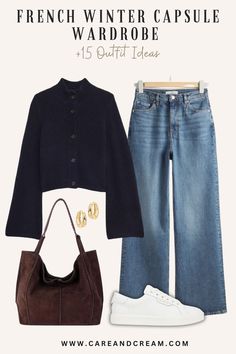 French Winter Capsule Wardrobe Essentials + 15 Outfit Ideas Capsule Wardrobe Outfits Winter, Practical Winter Outfits, French Winter Fashion, Parisian Capsule Wardrobe, French Capsule Wardrobe, Basics Wardrobe, Winter Basics