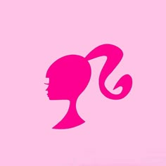 the silhouette of a woman's head in pink against a light pink background,