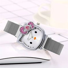 Nwt Hello Kitty Watch. Bow Women, Hello Kitty Cartoon, Diamond Bows, Rhinestone Bow, Diamond Quartz, Metal Straps, Kids Watches, Little Twin Stars, Birthday Gifts For Girls