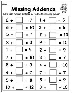 missing addends worksheet for students to practice addition skills