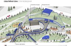 a blue and white diagram shows the location of an amusement park