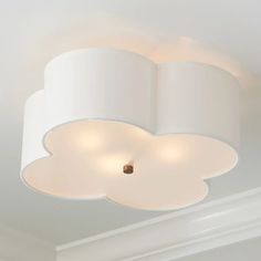 a close up of a light fixture on a ceiling in a room with white walls